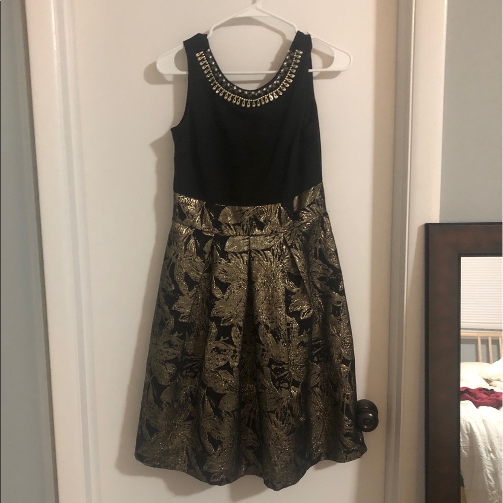 JC Penny Studio One Black and Gold Holiday Dress